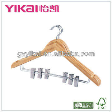 beautiful bamboo clothes hanger with metal cilps for fashion clothes